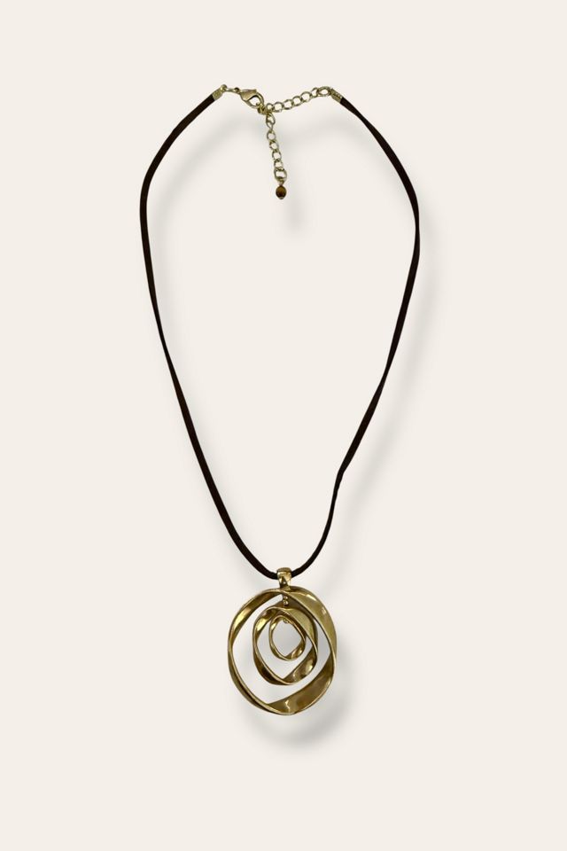 Y2K Goldtone Warped Hoops Necklace Selected By Afterlife Boutique #2