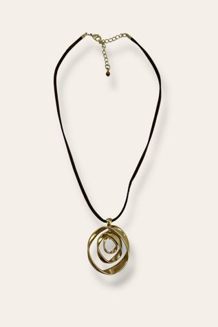 Y2K Goldtone Warped Hoops Necklace Selected By Afterlife Boutique