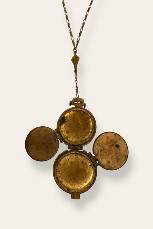 Vintage Brass 4-Way Locket Necklace Selected By Afterlife Boutique #1