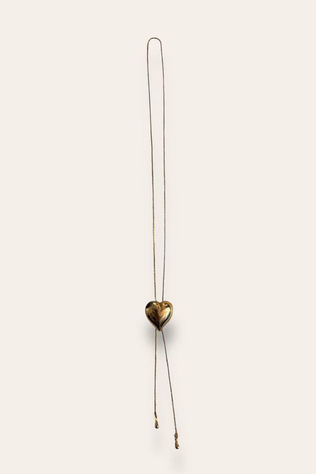 Vintage 90's Puff Heart Lariat Necklace Selected By Afterlife Boutique #1