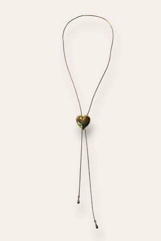 Vintage 90's Puff Heart Lariat Necklace Selected By Afterlife Boutique