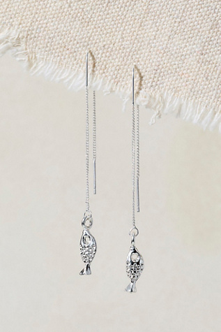FP x Paja Threader Earrings by Pajarolimon at Free People in Silver
