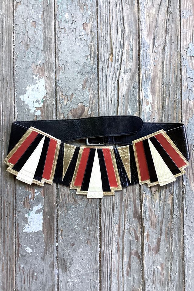 Vintage 1980s Art Deco Leather Belt Selected by Cherry
