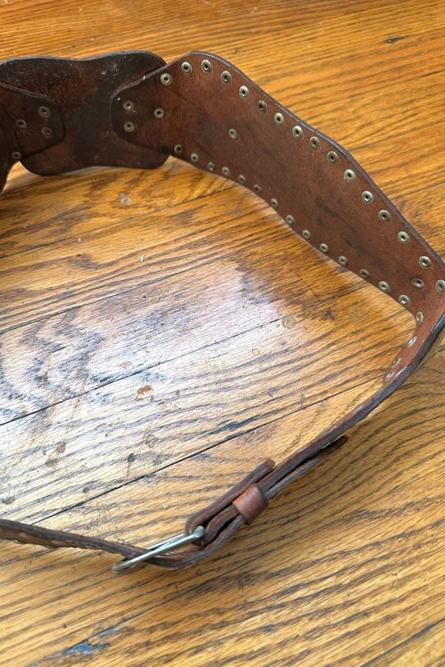 Vintage 1970s Brass and Studded Wide Leather Belt Selected by Cherry #2