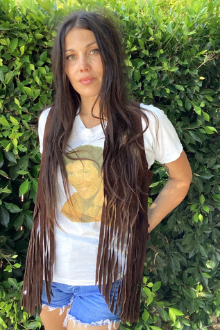 Vintage 1960s Fringe Appliqué Suede Vest Selected by Cherry