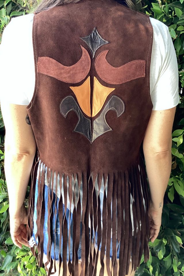 Vintage 1960s Fringe Appliqué Suede Vest Selected by Cherry #1