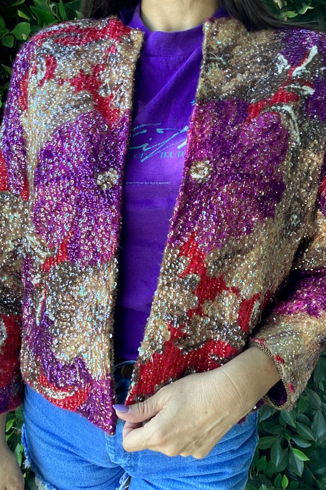 Vintage 1960s Floral Sequins Bolero Jacket Selected by Cherry #1