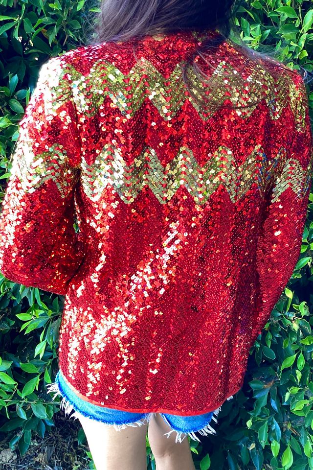 Vintage 1980s Red and Gold Sequins Blazer Selected by Cherry #1