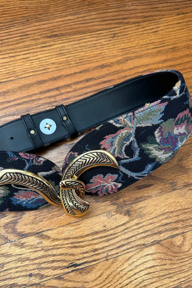 Vintage 1980s Tapestry Belt with Gold Buckle Selected by Cherry #1