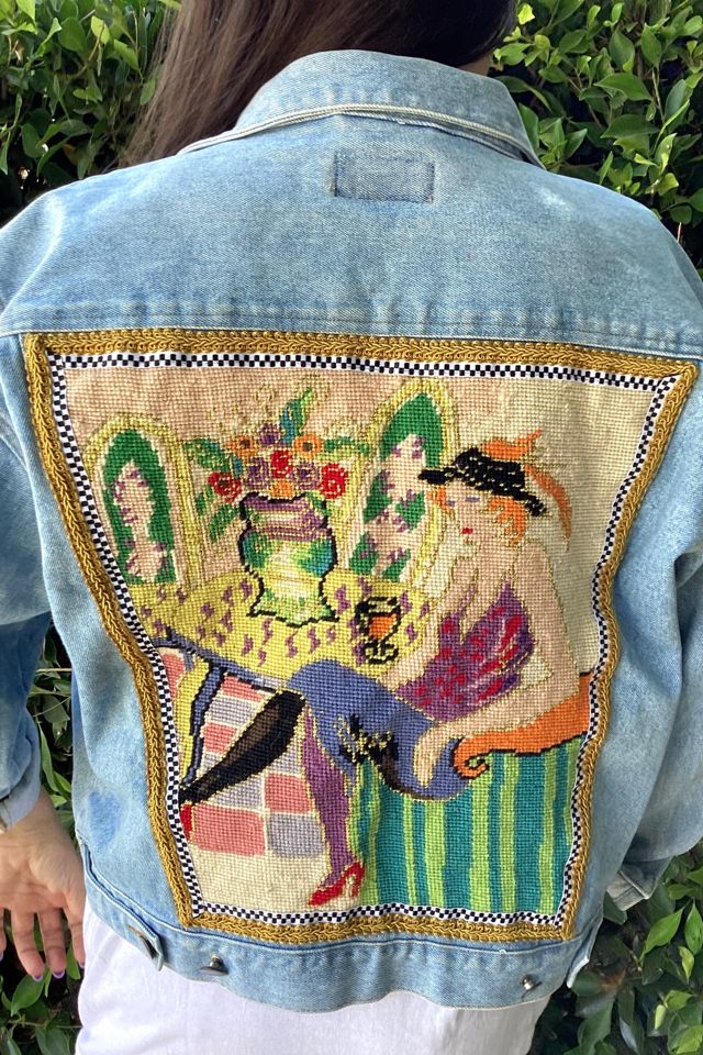 Vintage 1980s Denim Jacket with Needlepoint Selected by Cherry #1