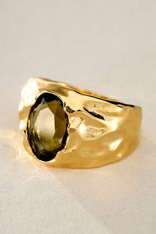 Agapée Carmen Dark Green Ring at Free People in Gold, Size: 7