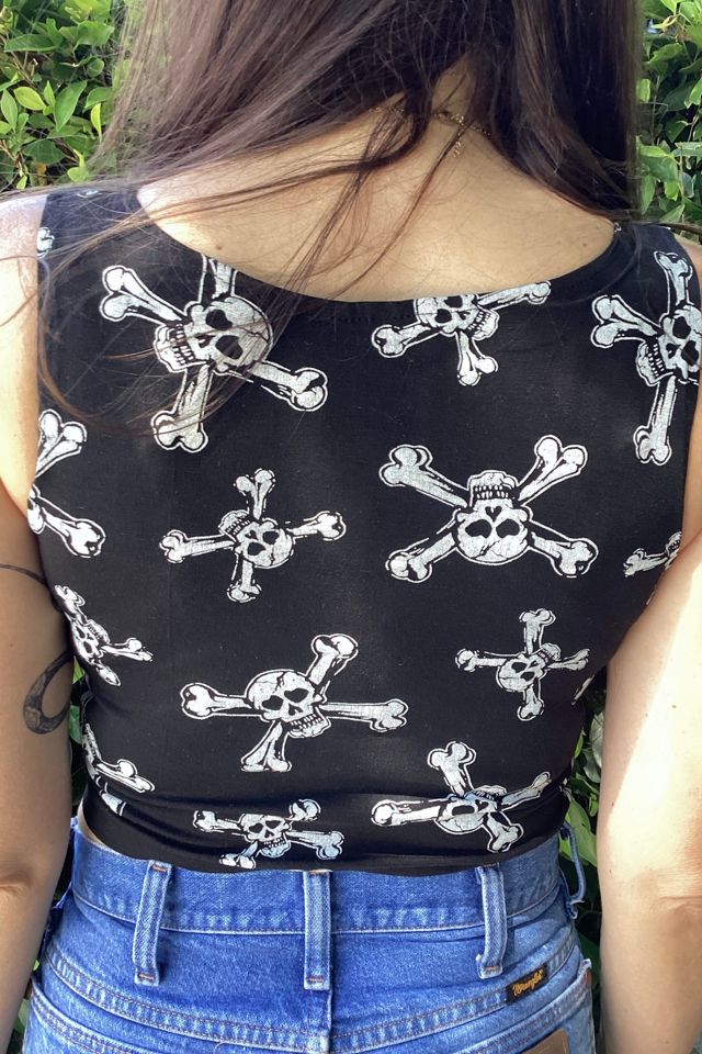 Vintage 1980s Skull & Crossbones Cropped Tank Selected by Cherry #1