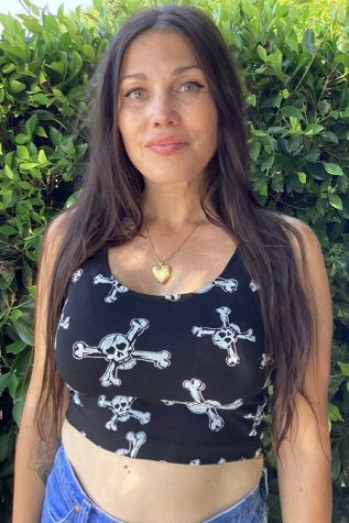 Vintage 1980s Skull & Crossbones Cropped Tank Selected by Cherry