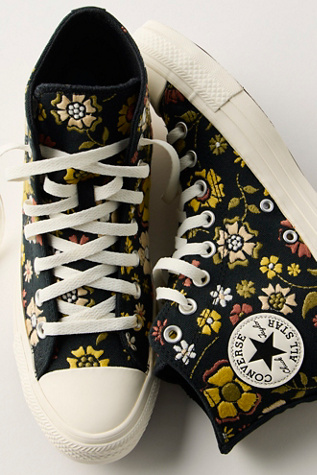 Chuck Taylor All Star Summer Floral High-Top Sneakers by Converse at Free People in Black, Size: US 6 M