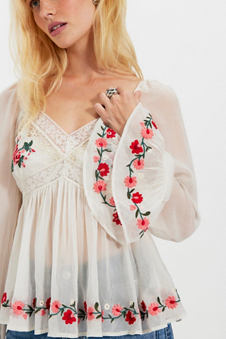 Sienna Embroidered Top by Free People in White, Size: XS