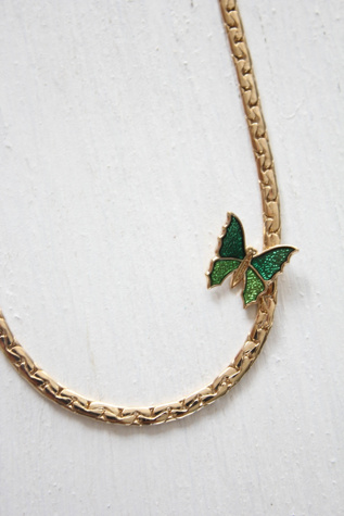 1970s Butterfly Inlay Gold Collar Necklace Selected By Moons + Junes Vintage