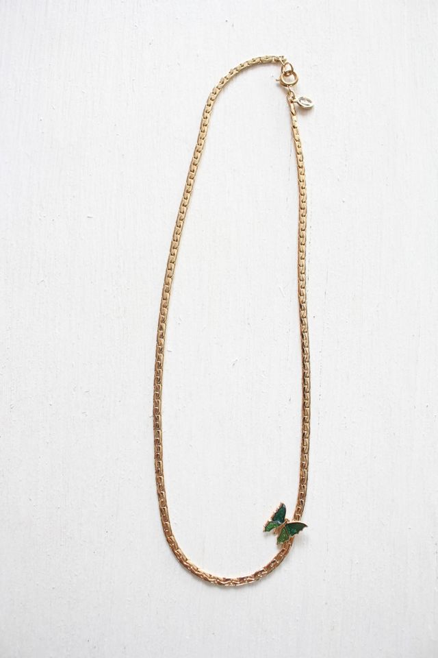 1970s Butterfly Inlay Gold Collar Necklace Selected By Moons + Junes Vintage #2