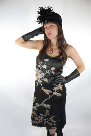 Vintage Black Velvet Feather Turban Showgirl Hat Selected By Moons + Junes Vintage