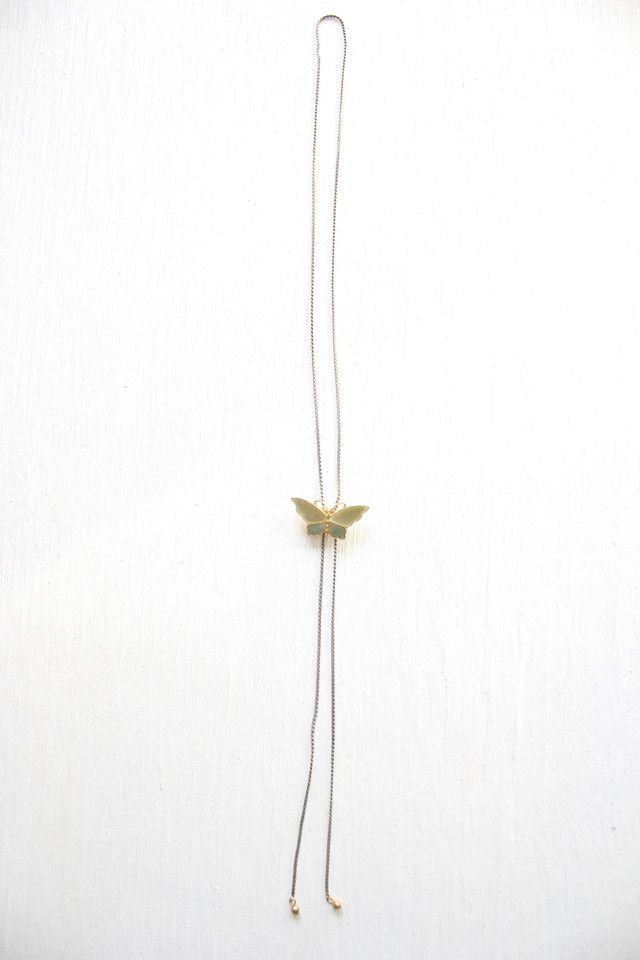 Vintage Jade Butterfly Pendant Bolo Necklace Selected By Moons + Junes Vintage #1