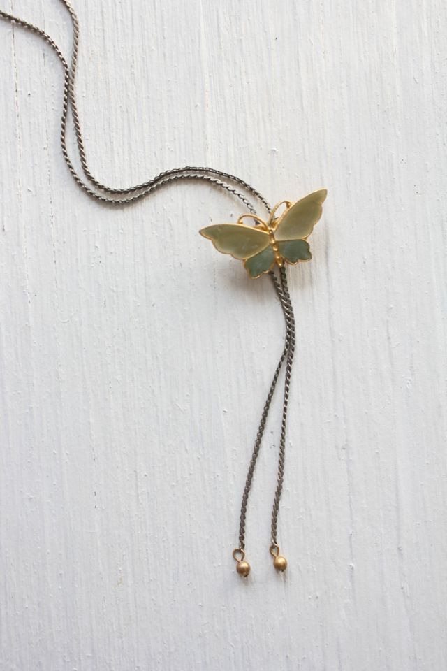 Vintage Jade Butterfly Pendant Bolo Necklace Selected By Moons + Junes Vintage #2