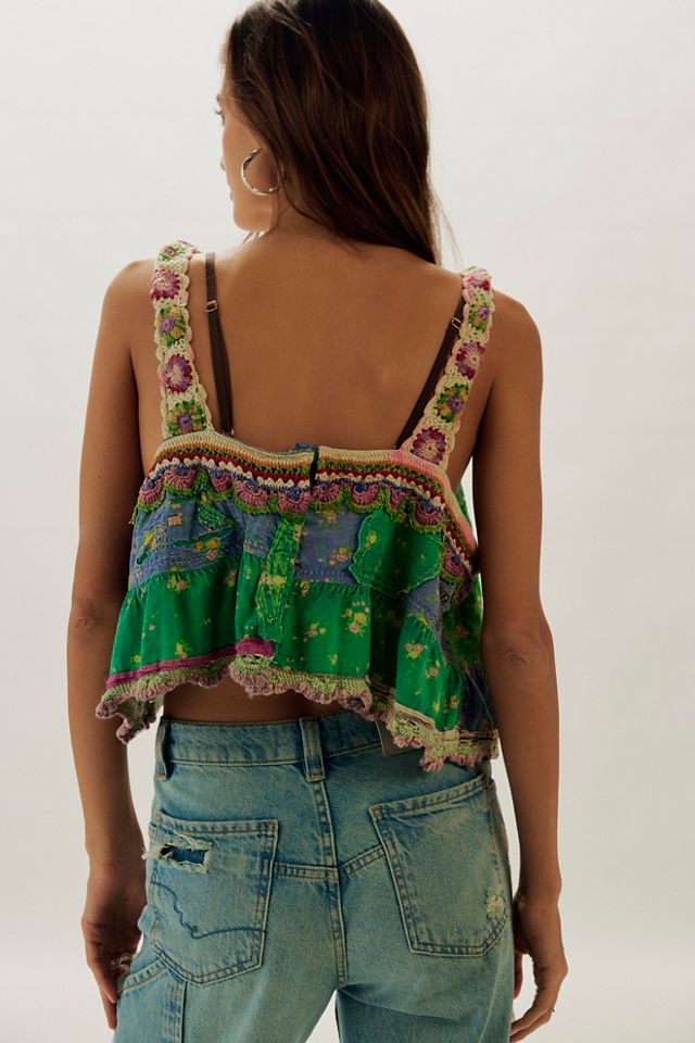 Débardeur à volants au crochet olive Magnolia Pearl #1