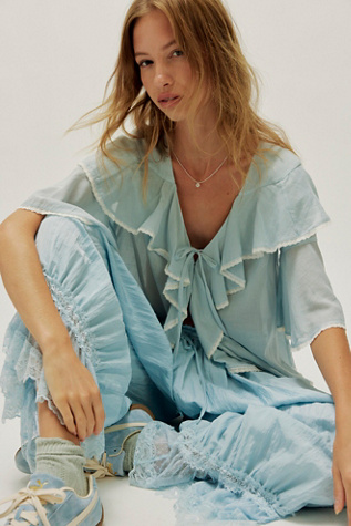 Женская блузка Spell Bluebird Ruffled Blouse, цвет: Винтажный синий — фото 3