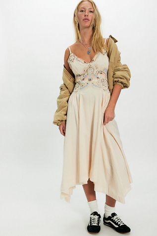 Dusty Bloom Embroidered Midi Dress by Free People in Pink, Size: XS