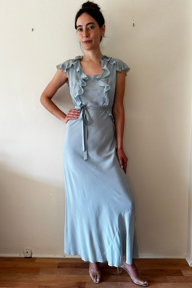 Vintage 1930’s Light Blue Bias Embroidered Gown Selected by Picky Jane #1