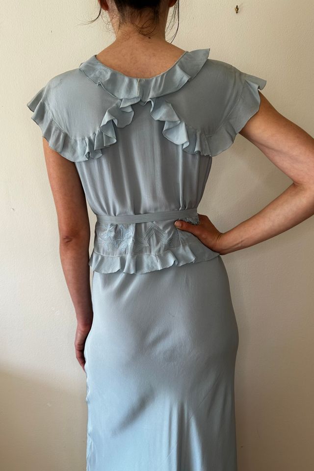 Vintage 1930’s Light Blue Bias Embroidered Gown Selected by Picky Jane #2