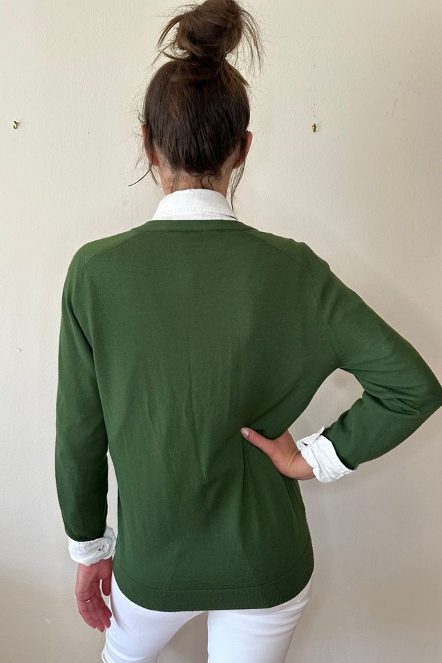 Green Merino Wool V Neck Sweater Selected by Picky Jane #3