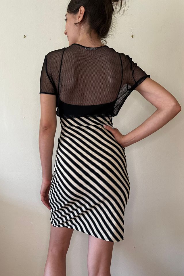 Stretchy Fishnet Fitted Stripe Dress with Bralette Underlay Selected by Picky Jane #2