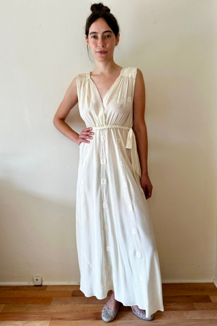 Vintage Cream 1930s Silk Embroidered Handmade Dress Selected by Picky Jane
