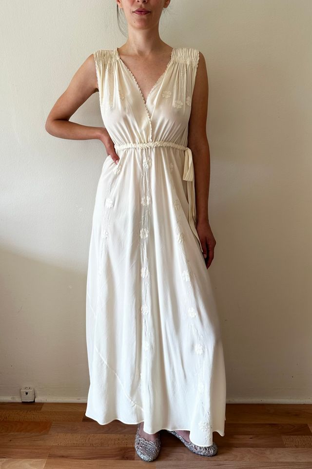 Vintage Cream 1930s Silk Embroidered Handmade Dress Selected by Picky Jane #1