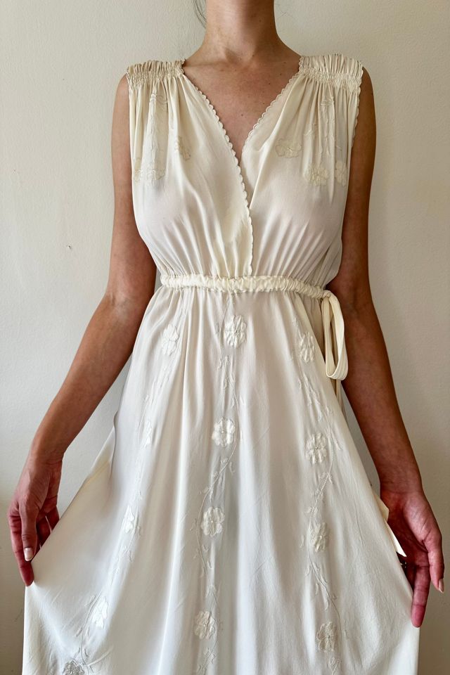 Vintage Cream 1930s Silk Embroidered Handmade Dress Selected by Picky Jane #2