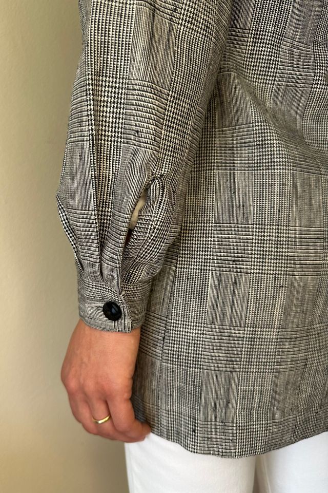 Long Houndstooth Plaid Lightweight Blazer Selected by Picky Jane #3