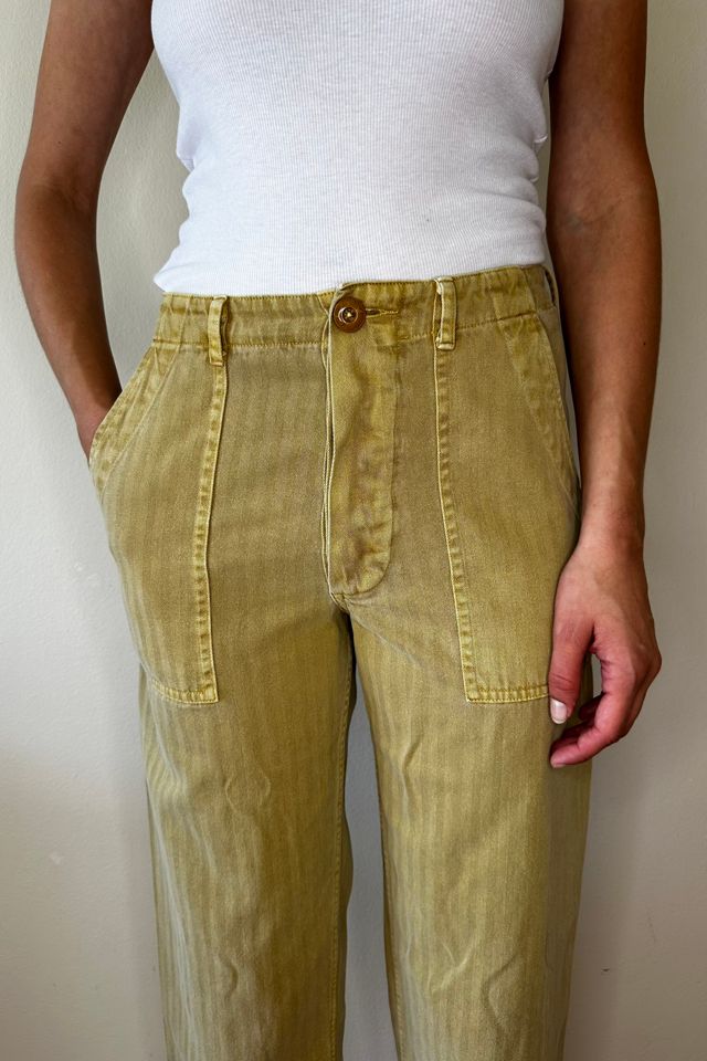 Mustard Herringbone Cotton Easy Crop Pants Selected by Picky Jane #2