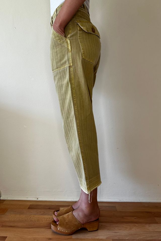 Mustard Herringbone Cotton Easy Crop Pants Selected by Picky Jane #3
