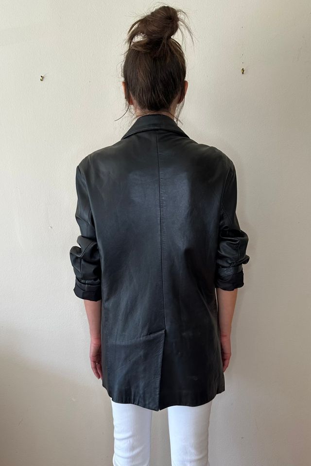 Black Distressed Leather Vintage Blazer Selected by Picky Jane #2