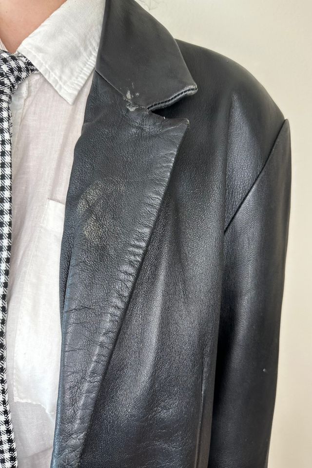 Black Distressed Leather Vintage Blazer Selected by Picky Jane #3