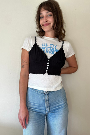 Black Crop Woven Cotton Top Selected by Picky Jane