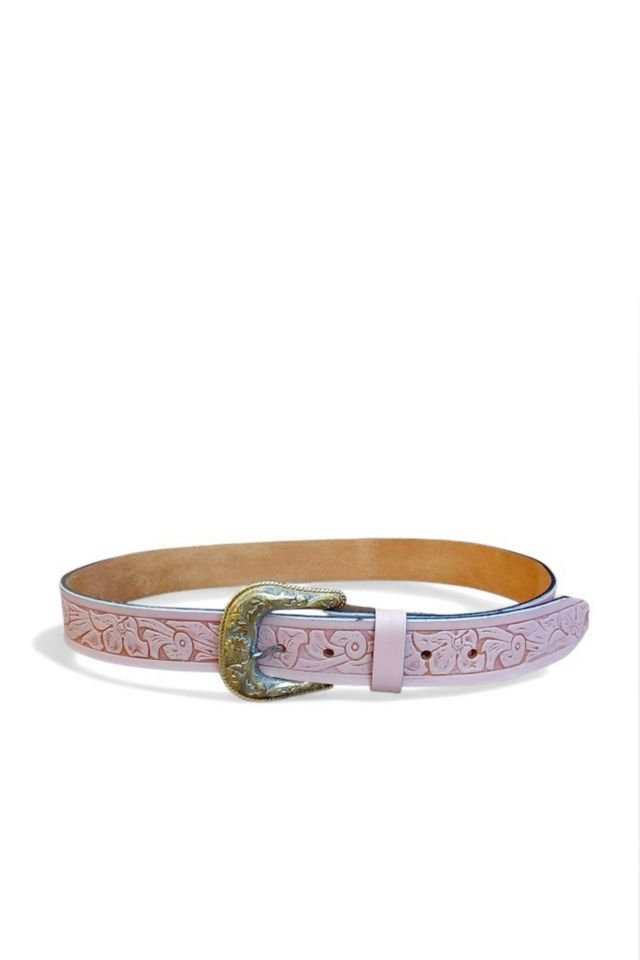 Vintage Tooled Pink Leather Western Belt Selected by Garbage Soup #1