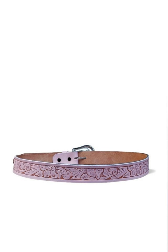 Vintage Tooled Pink Leather Western Belt Selected by Garbage Soup #2
