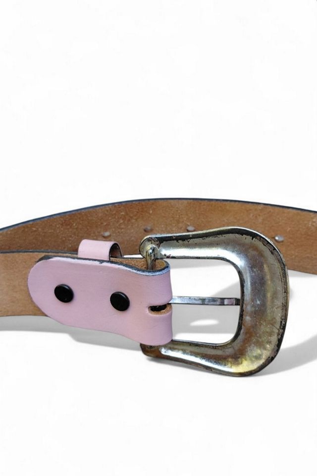 Vintage Tooled Pink Leather Western Belt Selected by Garbage Soup #3