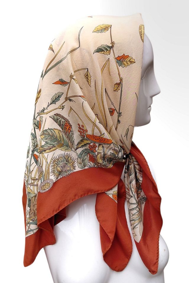 Vintage Silk Fall Print Scarf Selected by Garbage Soup #1