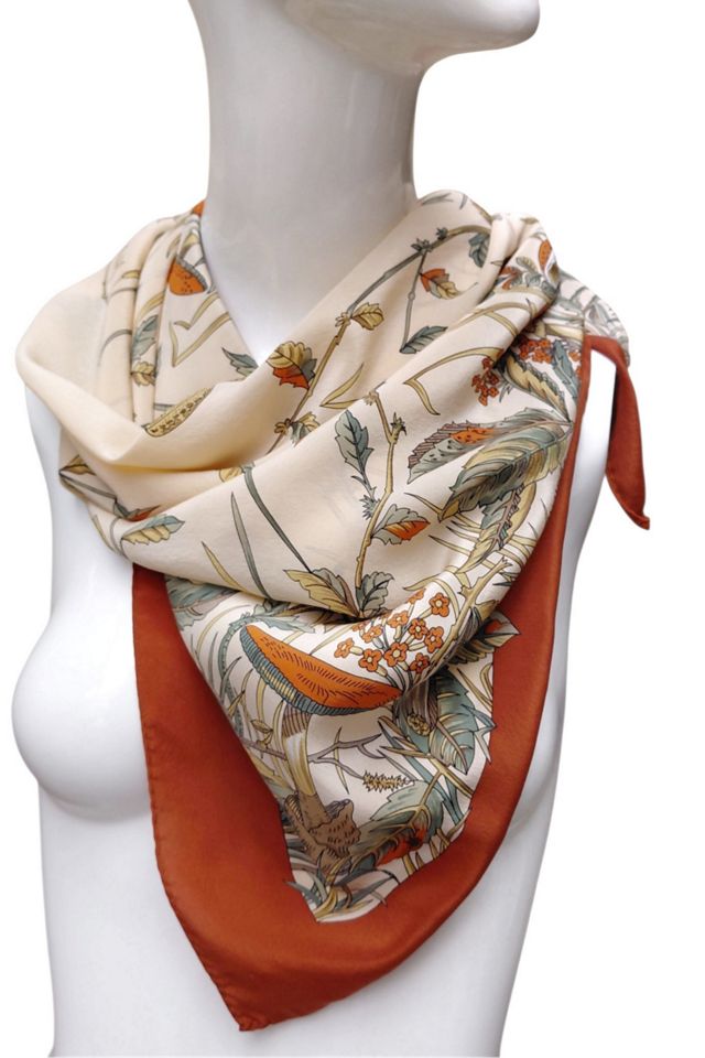 Vintage Silk Fall Print Scarf Selected by Garbage Soup #2