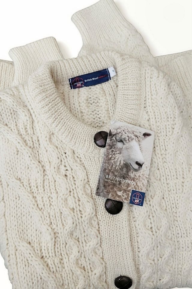 Vintage British Wool Cable Knit Cardigan Selected by Garbage Soup #1