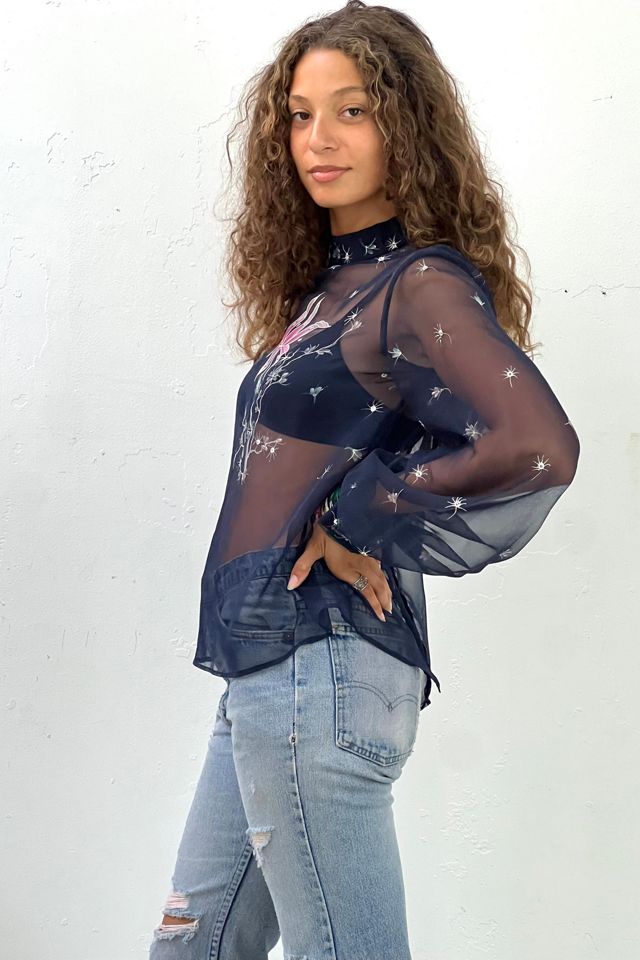 Vintage Hand Painted Sheer Blouse Selected by Anna Corinna #1