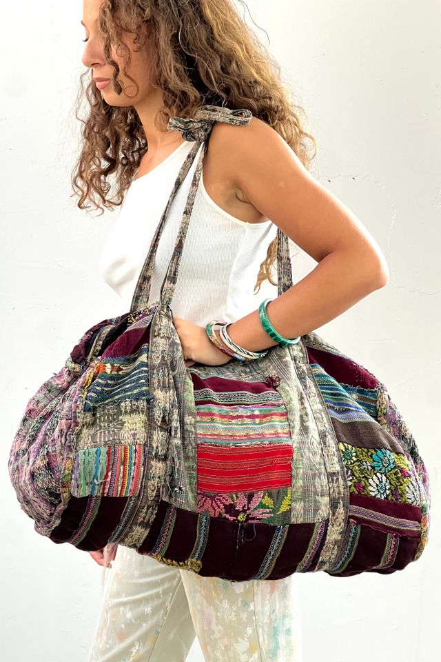 Vintage Hand Embroidered Woven Shabby Duffle Bag Selected by Anna Corinna #1