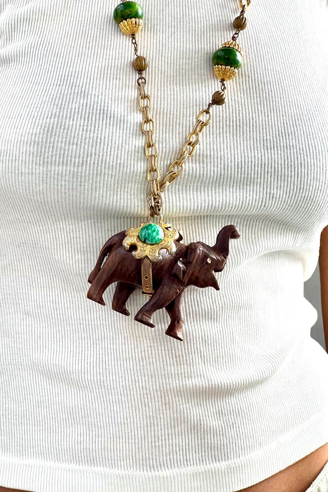 Vintage Hand Carved Lucky Elepant Necklace Selected by Anna Corinna #1