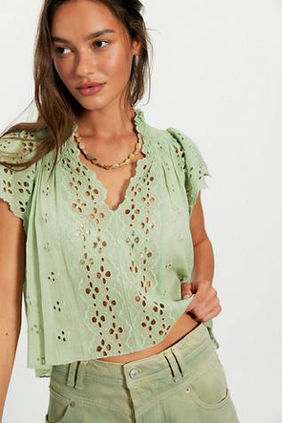 FP One Sigrid Blouse at Free People in Mystic Spring, Size: Small